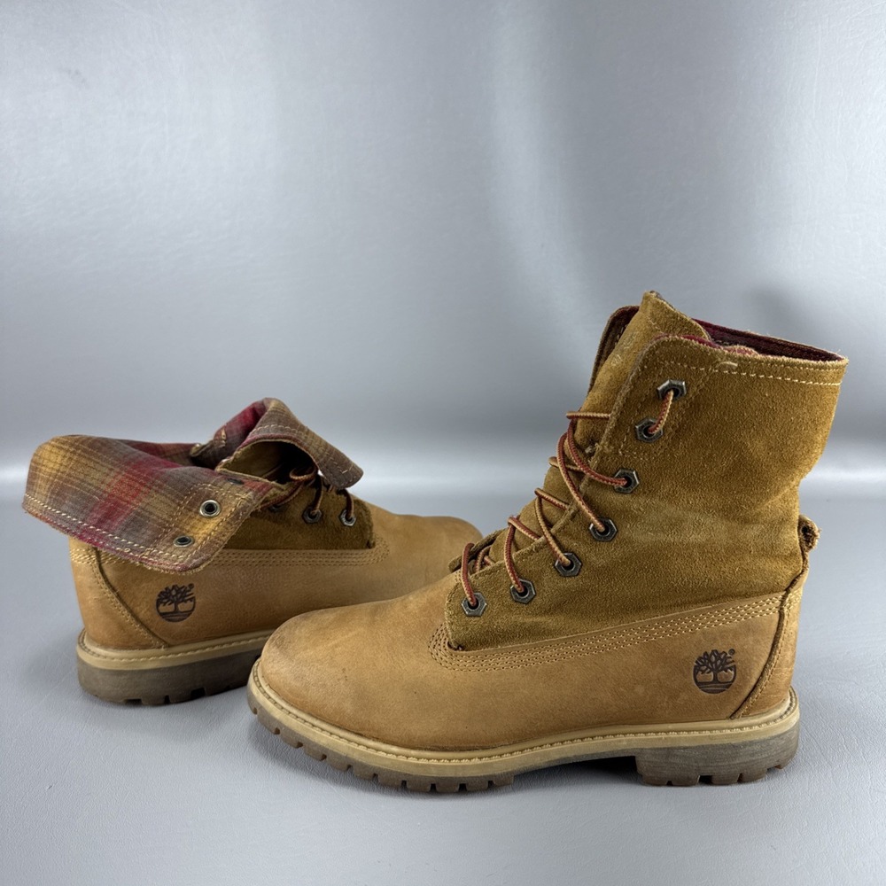 Timberland x Pendleton Leather Fold Over Boots Womens 7 Plaid Heritage Outdoor